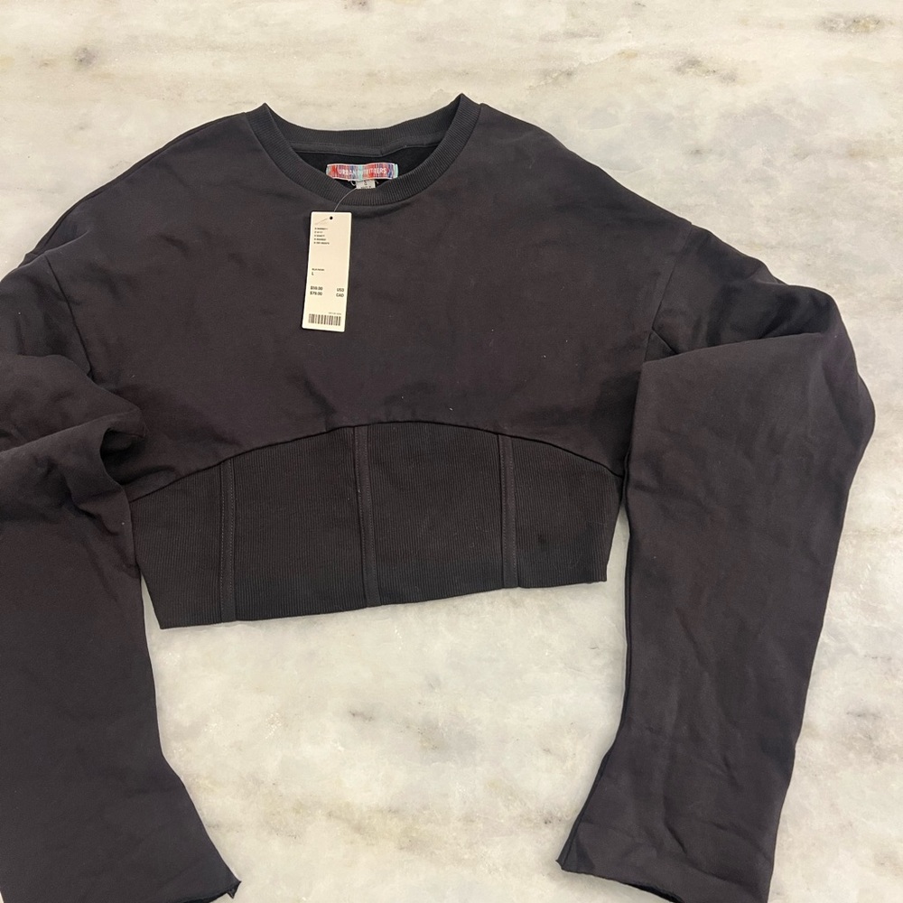 Urban Outfitters Black Cropped Long Sleeve Top